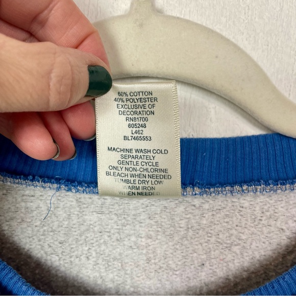 Blair Embroidered Sweatshirt Blue & Gray Winter Snowflake Cozy Grannycore Size L - Picture 11 of 13